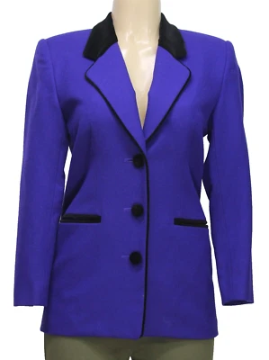 Chaqueta Blazer Casual Esquinera Para Mujer Manga Larga Púrpura Lana Talla Pequeña 4P Foto 1 de 4