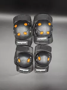 Mongoose Kids Knee Elbow Pads Bike Skate Black Orange - Clean EUC! - Picture 1 of 11