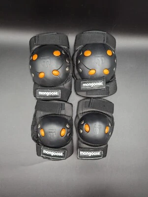 Mongoose Kids Knee Elbow Pads Bike Skate Black Orange - Clean EUC! - Image 1 of 4