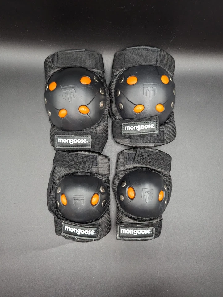 Mongoose Kids Knee Elbow Pads Bike Skate Black Orange - Clean EUC! - Image 1 of 4