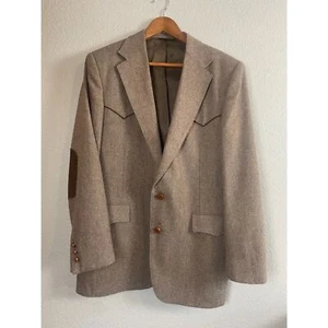 Blazer de Colección Pagano West Para Hombre 42L Marrón Claro Mezcla de Lana Espiga Parche en el Codo - Imagen 1 de 6