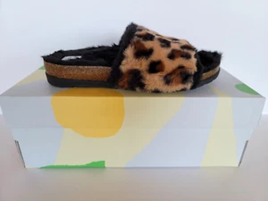 Earth Origins Womens Olli Faux Fur Slides Size 8 in Leopard Brown Slippers New - Picture 1 of 12