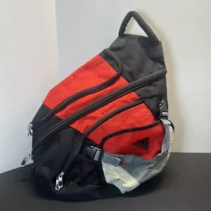 Adidas Sling Backpack Black Red White Load Spring Crossbody Shoulder Strap Logo - Picture 1 of 13