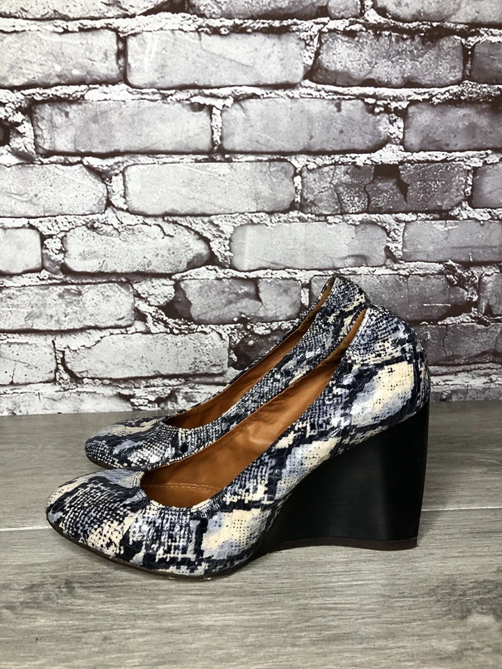 Zapatos de salón LANVIN de cuero azul marfil piel de serpiente cuñas altas para mujer 40EU/9,5M EE. UU. Foto 1 de 4