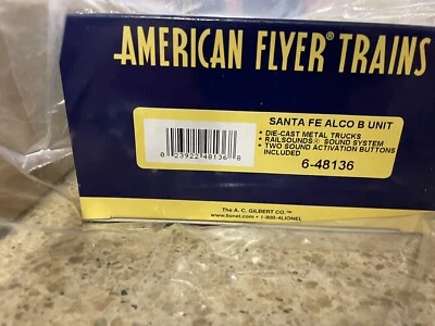 American Flyer No. 6-48136 Santa Fe Alco Diesel Locomotive B Unit - NEW S Gauge - Image 1 of 4