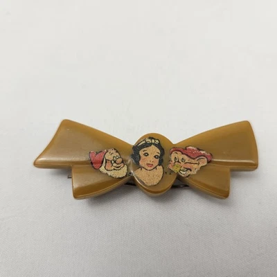 Vtg Disney Snow White Doll Bakelite Barrette Double Pin Hair Dress Clip 1930's - Image 1 of 4