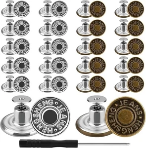rietegio 40Pcs Jean Buttons 17mm No Sew Metal Buttons Jeans Buttons Replacement - Picture 1 of 1