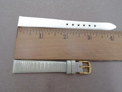 Correa de reloj Speidel 12 mm/R blanca clásica de cuero de lagarto 280-430 (B190) NOS Foto 1 de 3