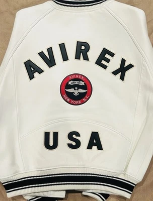 Chaqueta de Cuero Avirex Blancanieves Grande Bombardero Estadio Chaqueta ☼ Foto 1 de 4