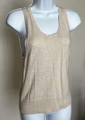 ✨ BANANA REPUBLIC MUJER AJUSTADA ACANALADA ESPALDA DEPORTIVA SIN MANGAS S CUELLO REDONDO CREMA Foto 1 de 4