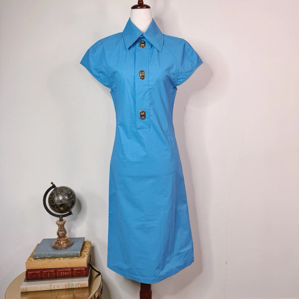 Nuevo con etiquetas Mini Vestido Bottega Veneta Azul Manga Corta Cierre Recubierto Talla 0 Estructurado Foto 1 de 4
