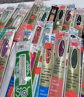 VINTAGE Lot Of 38 Zippers NEW OLD STOCK Multiple Colors Brands And Lengths Foto 1 de 4