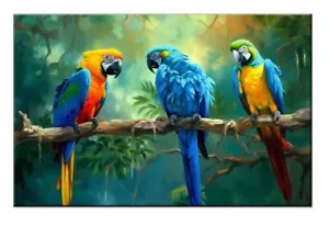 Pintura al óleo de guacamayo loro impresa sobre lienzo arte para el hogar decoración de pared, mejor regalo, VII - Imagen 1 de 10