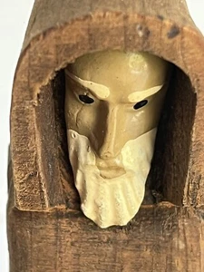 Vintage Wooden Hand Carved Seated Monk Folk Art Figurine 8" - Picture 1 of 10
