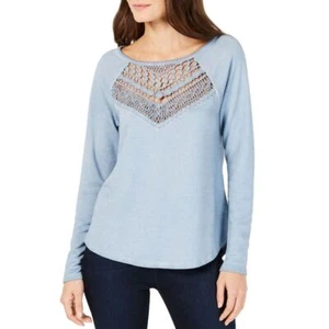 INC NEW Women's Lace-trim French Terry Sweatshirt Top TEDO - Picture 1 of 2