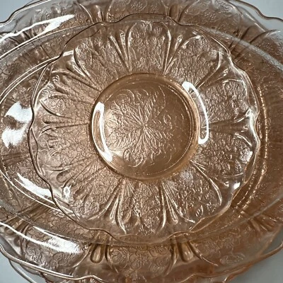 6 Piece Serving Set Pink Cherry Blossom Jeannette Glass c1930 Depression Glass - image 1 of 4