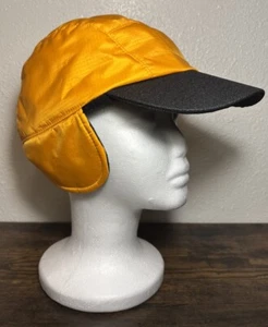 Vtg LL Bean Gore-tex Trapper Hat Fleece Lined Made In USA Hunting Black & Orange - Picture 1 of 12