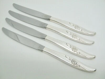 Cuchillos de cena Rogers Rose Song 1881 cubiertos plateados Oneida Foto 1 de 3
