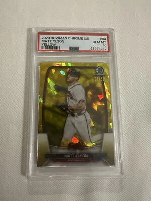 Matt Olson PSA 10 2023 Bowman Chrome Sapphire Edition yellow /50 Atlanta Braves  - Image 1 of 3