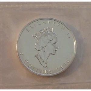 1990 Canadian Silver Maple Leaf 5 Dollar .999 Silver Sealed in Plastic - Picture 1 of 2