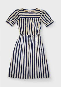 Vintage 60s Dress Womens S Striped Short Sleeve Prarie House Flare Originals - Picture 1 of 12