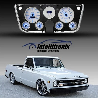 Camión Chevy 1967-1972 analógico WL6003B placa frontal blanca retroiluminada azul LED hecho en EE. UU. Foto 1 de 4