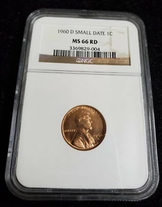 1960-D 1C Small Date Lincoln Memorial One Cent  NGC MS66 RD     - Picture 1 of 2