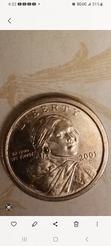 2001 D Sacagawea One Dollar US Liberty Gold Color Coin Denver Mint Rare Cover