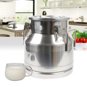 Cubo de almacenamiento de latas de leche de acero inoxidable de 12 L bote de barril de aceite + tapa EE. UU. - Imagen 1 de 8