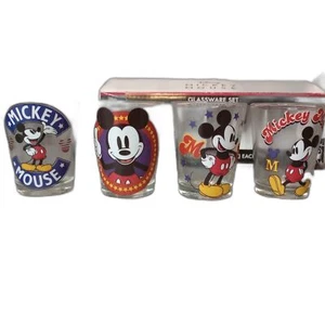 4 Mickey Mouse shot glasses NEW with damaged box women men kitchen home decor - Picture 1 of 6
