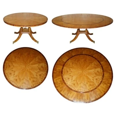 BRAND NEW BURR & BURL OAK EXTENDING JUPE ROUND DINING TABLES SEATS 6 - 10 PEOPLE - Image 1 of 4