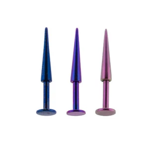 Steel Anodized Labret Lip RIng Piercing Stud w/Spike 14 Gauge - Bild 1 von 1