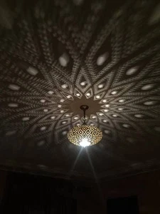 Ceiling Lights Brass Moroccan Suspension Hanging Vtg Ceiling Chandelier - Picture 1 of 4