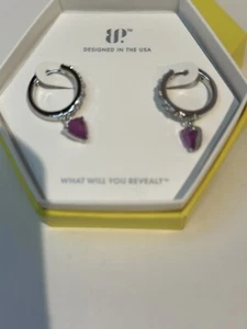 Bomb Party Earrings RBP5855 Hoops Genuine Quartz Infused Beautiful As Can Be - Picture 1 of 3