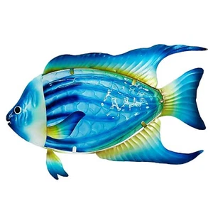 Fish Sea Wall Decor Outdoor Metal Garden Hanging Art Glass Sculptures Home Ocean - Picture 1 of 7