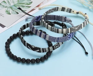 4pcs Beach Bracelet Set for Men and Women, Surfer Men Bracelet, Braided Boho NEW - Picture 1 of 9