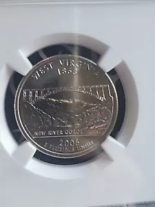 2005 P REVERSE DIE BREAK 4:00 MINT ERROR WEST VIRGINIA STATE QUARTER NGC MS 66 - Picture 1 of 4