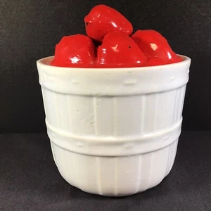 Vintage McCoy Cookie Jar Ceramic Red Strawberries White Basket 0274 - Picture 1 of 11