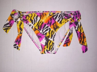 Parte inferior de bikini para mujer Roxy multicolor con estampado de animales con cuerdas laterales talla pequeña Foto 1 de 2