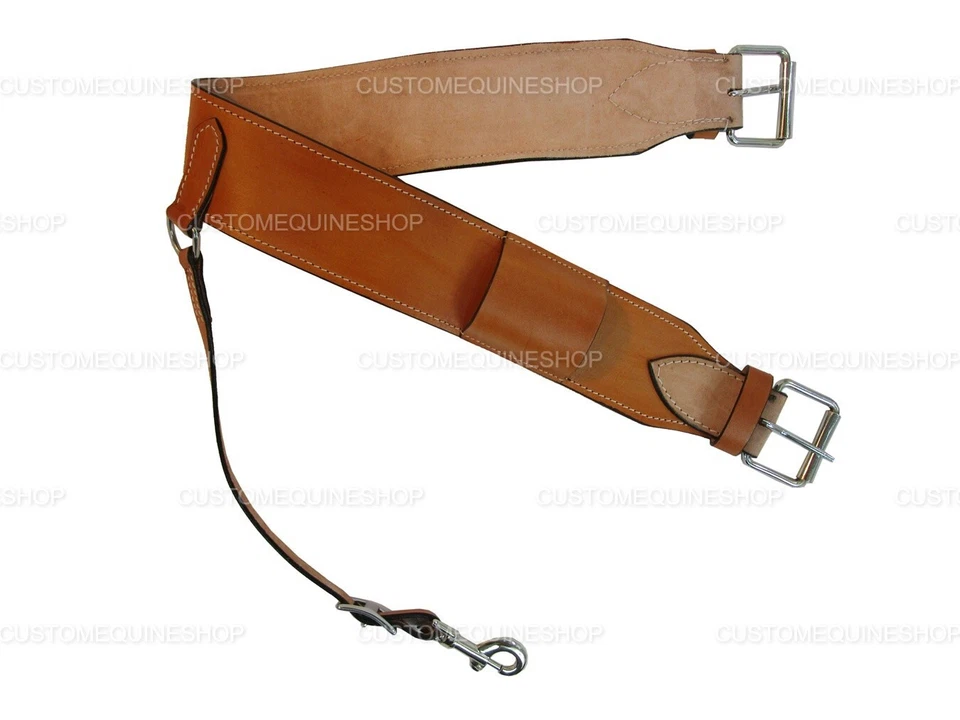 WESTERN ROPING REAR CINCH HORSE SADDLE FLANK BACK GIRTH TOOLED 皮革褶皱 — 第 1/4 张图片