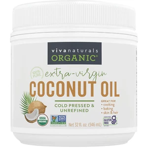 Viva Naturals Organic Coconut Oil - Unrefined and Cold-Pressed, Natural Hair Oil - Picture 1 of 10