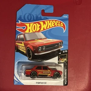 Hot Wheels '71 1971 Datsun 510 Red MOMO Nightburnerz Diecast Car Rare 8/10 E6 - Picture 1 of 2