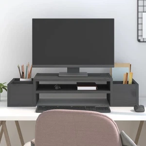 Monitorstandaard 70x27,5x15 cm massief grenenhout zwart vidaXL - Afbeelding 1 van 70