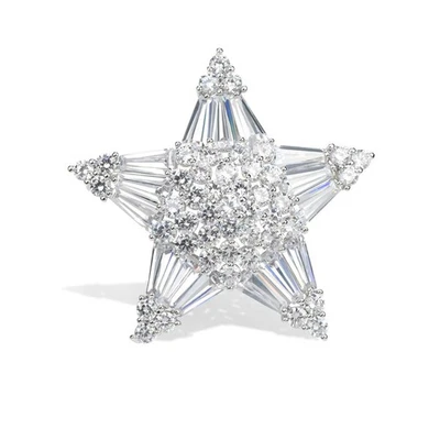 Broque feminino de cristal zircônia cúbica inverno floco de neve estrela concha pérola flor... - Imagem 1 de 4
