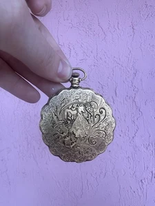 Vintage Max Factor Powder Compact English Garden Pocketwatch Case Makeup Mirror H4 - Bild 1 von 10
