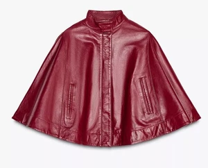Zara 2025 Leather Zip Cape Coat Camel Size M-L Ref 3920/146/704 - Picture 1 of 4