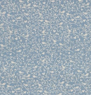 Birds on Blue Cotton Fabric Remnant 22” x 42” - Image 1 of 2