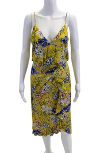 Aidan by Aidan Mattox Womens Floral Print Ruffled Sleeveless Dress Yellow Size 2 - Picture 1 of 7