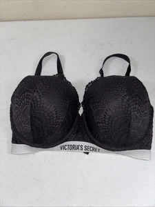 Victoria’s Secret T-Shirt Push-Up Full Coverage BH Logo Band Schwarz Spitze 38DDD - Bild 1 von 10