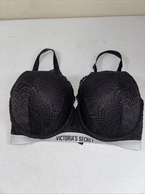 Victoria’s Secret T-Shirt Push-Up Full Coverage Bra Logo Band Black Lace 38DDD - Image 1 of 4